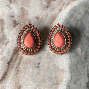 Boho Orange Gold Stud Earrings Party Statement